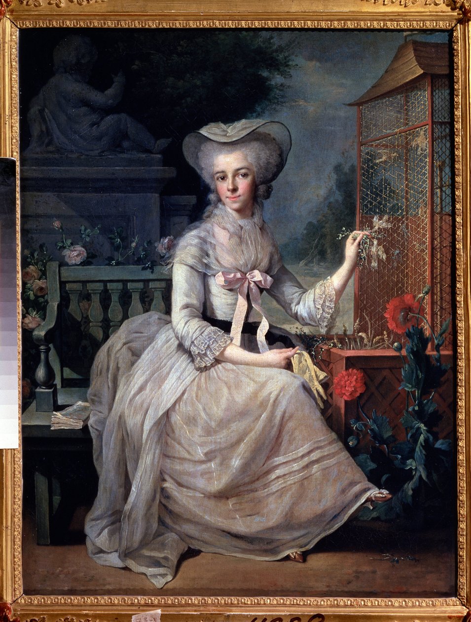 "Fiatal hölgy ketrecben" (Fiatal hölgy ketrecben) Jean-Baptiste (Jean Baptiste) Charpentier festménye (1728-1806) 1784 Puskin Múzeum, Moszkva alkotó: Jean Baptiste Charpentier