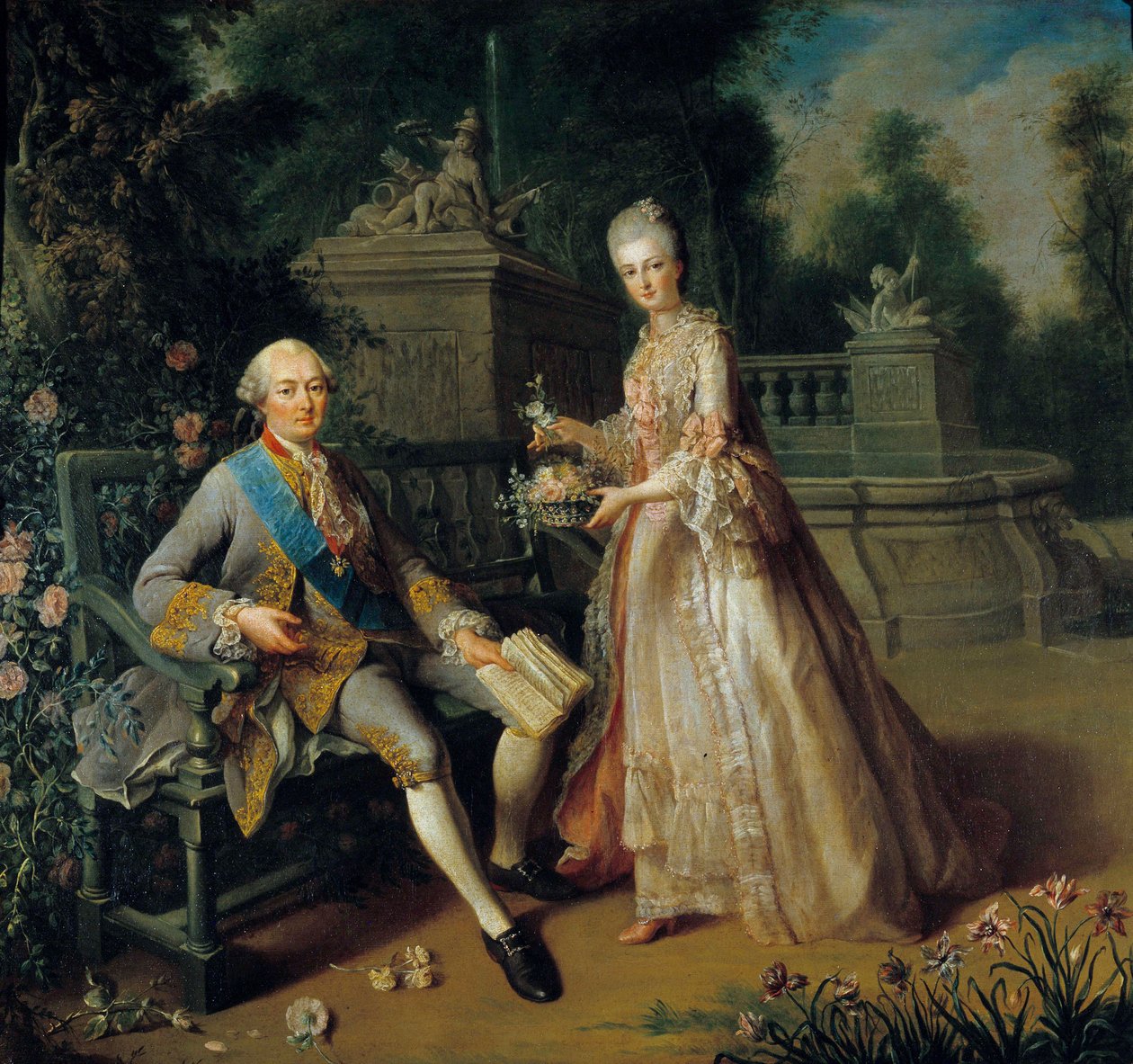 Louis Jean Marie de Bourbon, Penthievre hercege (1725-1793) és lánya, Louise Adelaide (1753-1821), aki Orléans hercegnője és II. Lajos Fülöp orléansi felesége dit Philippe Egalite (1747-1793) lett Jean Baptiste festménye Charpentier (1728 alkotó: Jean Baptiste Charpentier
