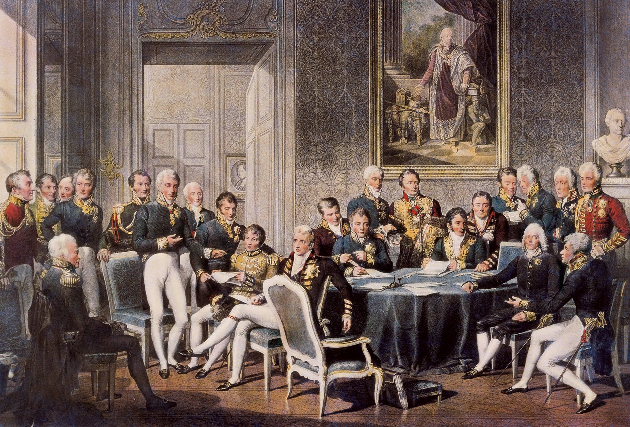 Bécsi Kongresszus 1814 (színes metszet) alkotó: Jean Baptiste (after) Isabey