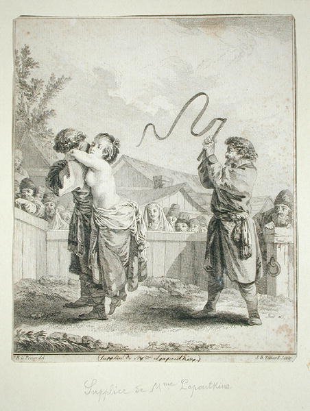 Madame Lapoutkine könyörgése, vésette Jean Baptiste Tilliard (metszet) alkotó: Jean Baptiste (after) Le Prince