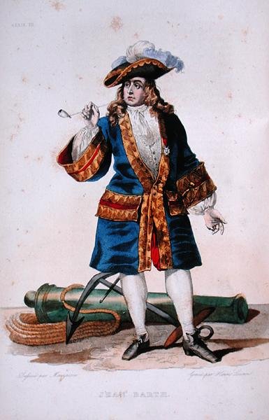 Jean Bart (1651-1702) portréja 1830 körül (színes metszet) alkotó: Jean Baptiste (after) Mauzaisse