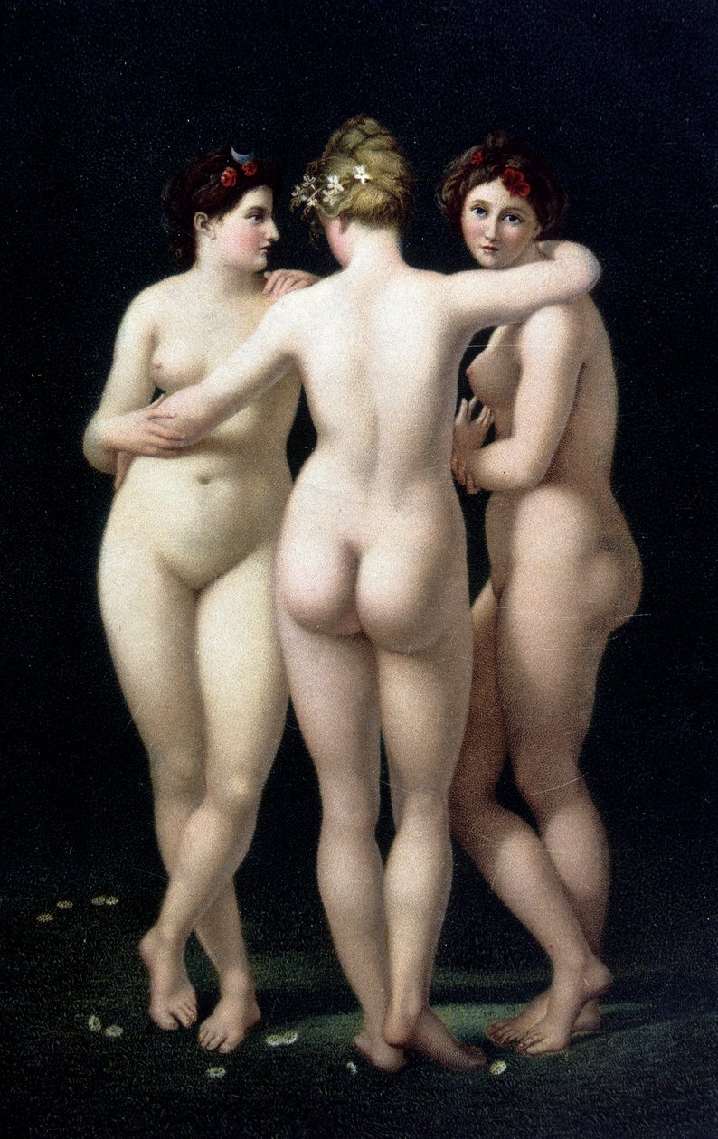A három kegyelem. Fac-hasonlat Jean Baptiste Regnault (1754-1829) munkájából - képeslap alkotó: Jean Baptiste (after) Regnault