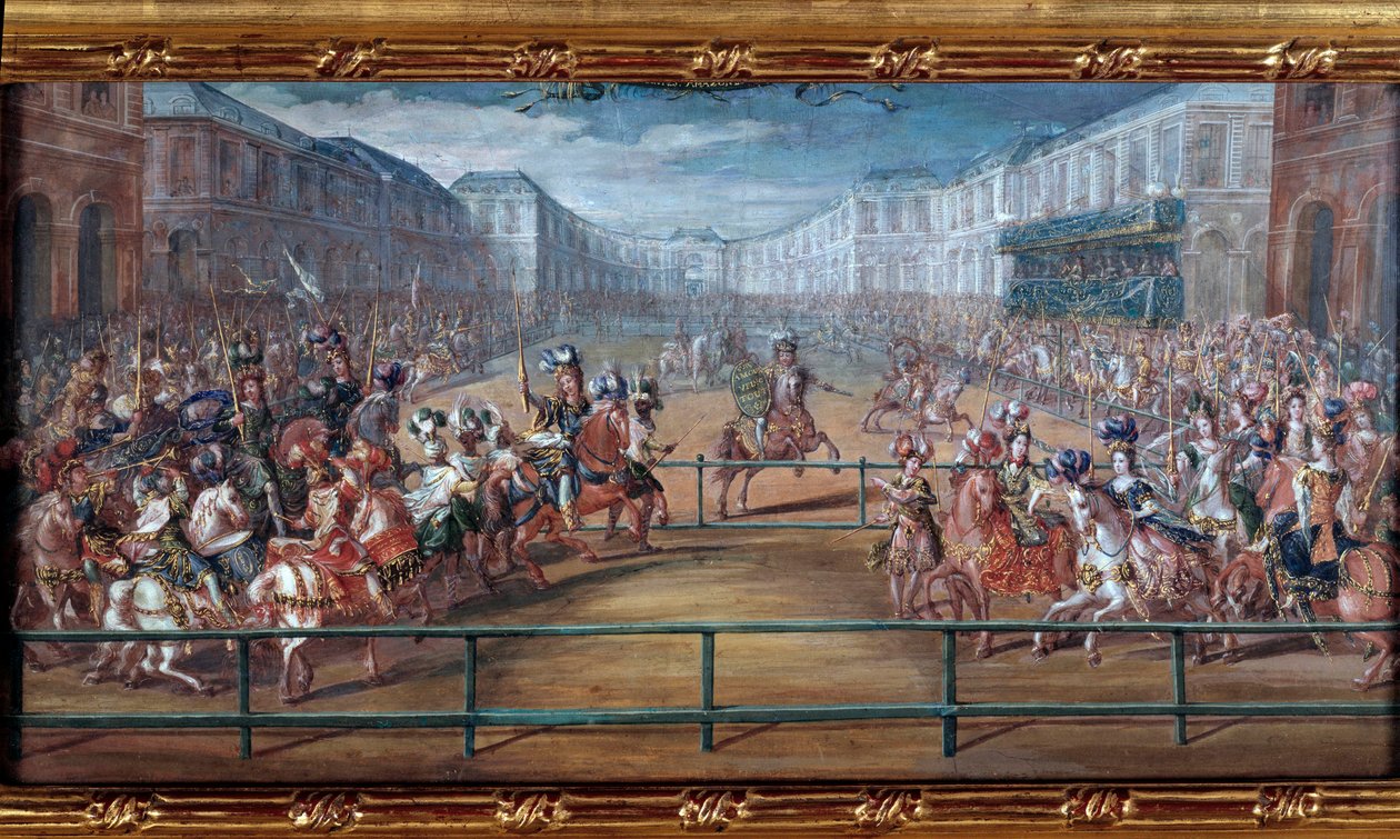A világ négy részének gáláns amazonjainak pompás körhinta XIV. Lajos adta a Tuileriák előtt június 5-én alkotó: Jean Baptiste (attr. to) Martin