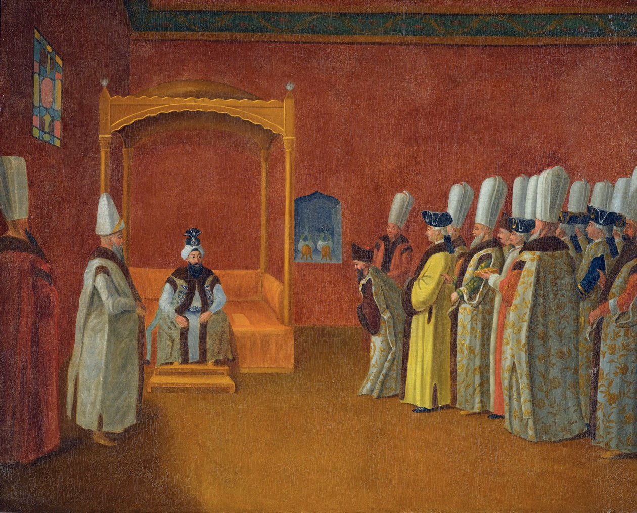 III. Ahmed szultán (III. Ahmet) (1673-1736) Európai nagyköveti küldöttséget fogad a Topkapi Palotában, a Vanmour (Van Mour), Jean-Baptiste alkotó: Jean Baptiste (circle of) Vanmour