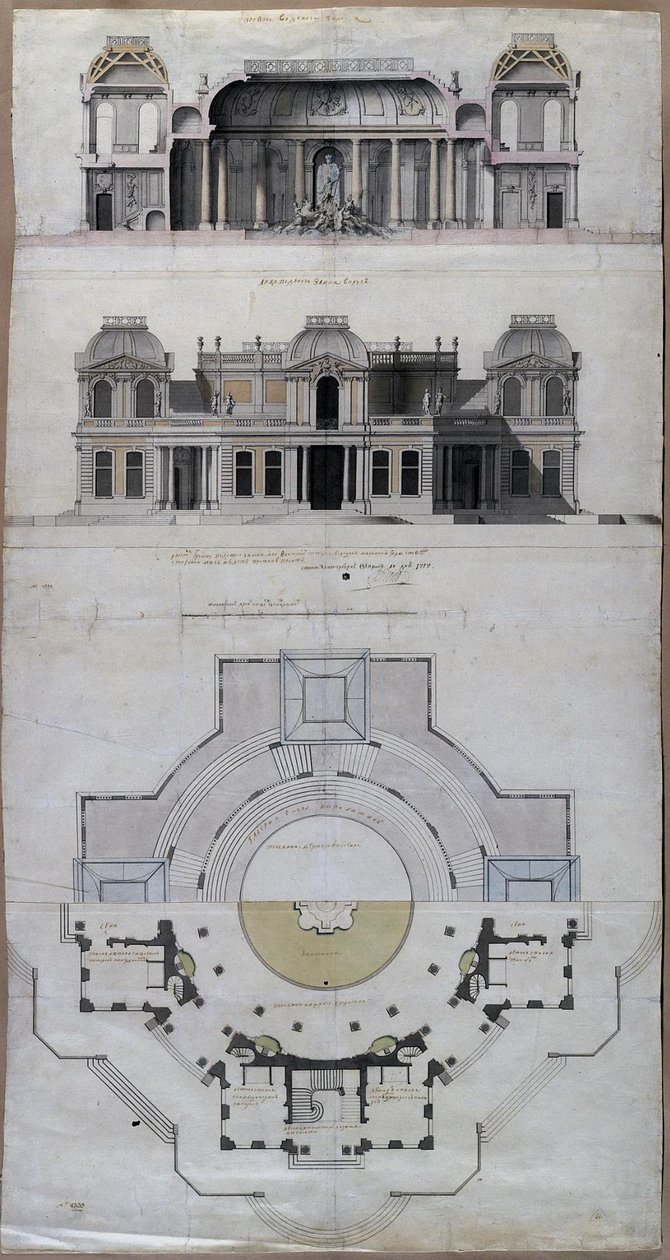 Pavilon Water Palace Chateau dEau Strelnában, 1717 alkotó: Jean Baptiste Alexandre Le Blond