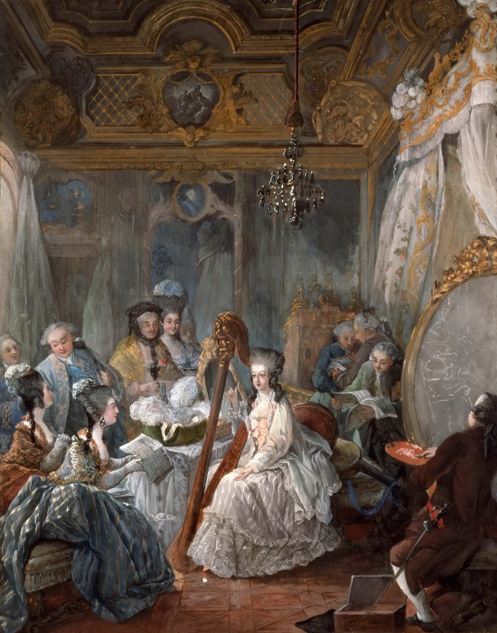 Marie Antoinette hárfán játszik alkotó: Jean Baptiste André Gautier Dagoty