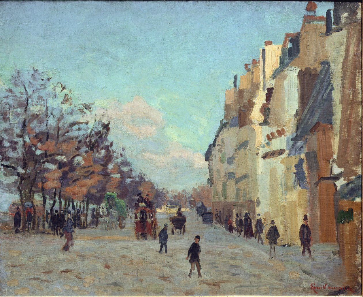 Quai de la gare Párizsban, hóhatás - olaj, vászon alkotó: Jean Baptiste Armand Guillaumin