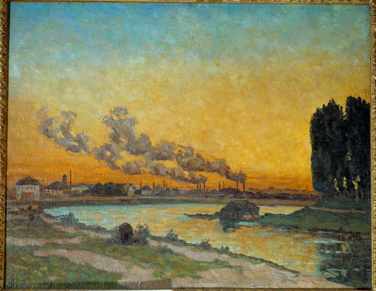 Lenyugvó nap Ivry festményében, Jean Baptiste Armand Guillaumin (1841-1927) 19. századi nap. 0,65x0,81 m Párizs, d