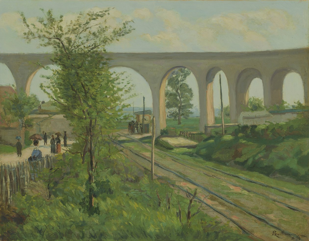 Az Arcueil vízvezeték a Sceaux-i vasúti átkelőnél, 1874 alkotó: Jean Baptiste Armand Guillaumin
