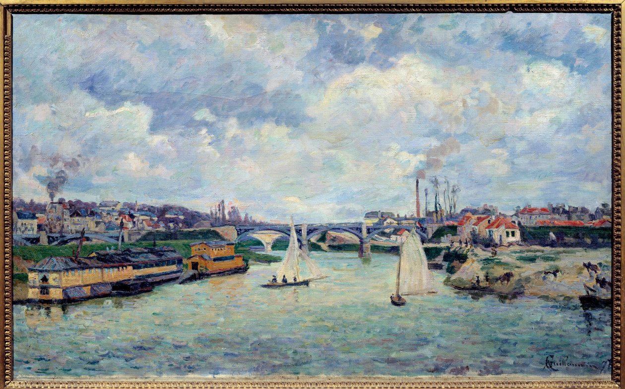 Charenton kikötője. Kilátás Charenton-le-Pont városára alkotó: Jean Baptiste Armand Guillaumin