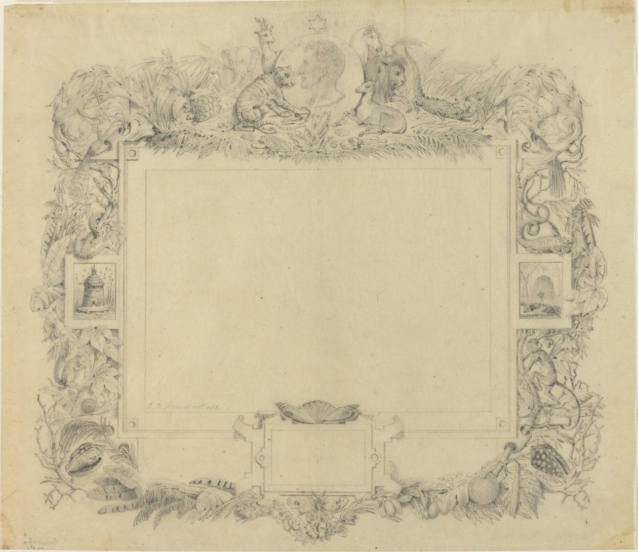 Tervezés szegélyhez Cuvier báró portréjával alkotó: Jean Baptiste Arnout