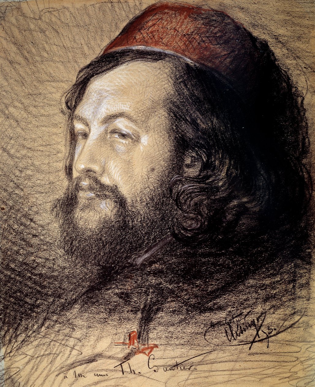 Theophile Gautier (1811-1872) portréja Auguste Clesinger (1814-1883) szén- és pasztellrajza 1851 V. 0,77x0,65 m Versailles, musee du chateau alkotó: Jean Baptiste Auguste Clesinger