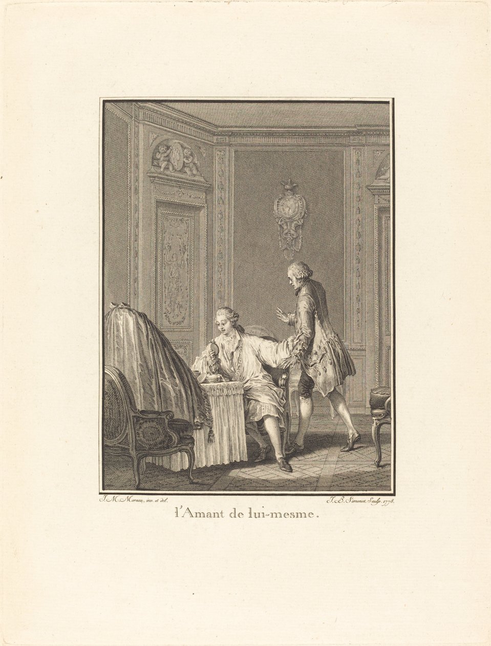 Önmaga szeretője alkotó: Jean Baptiste Blaise Simonet after Jean Michel Moreau