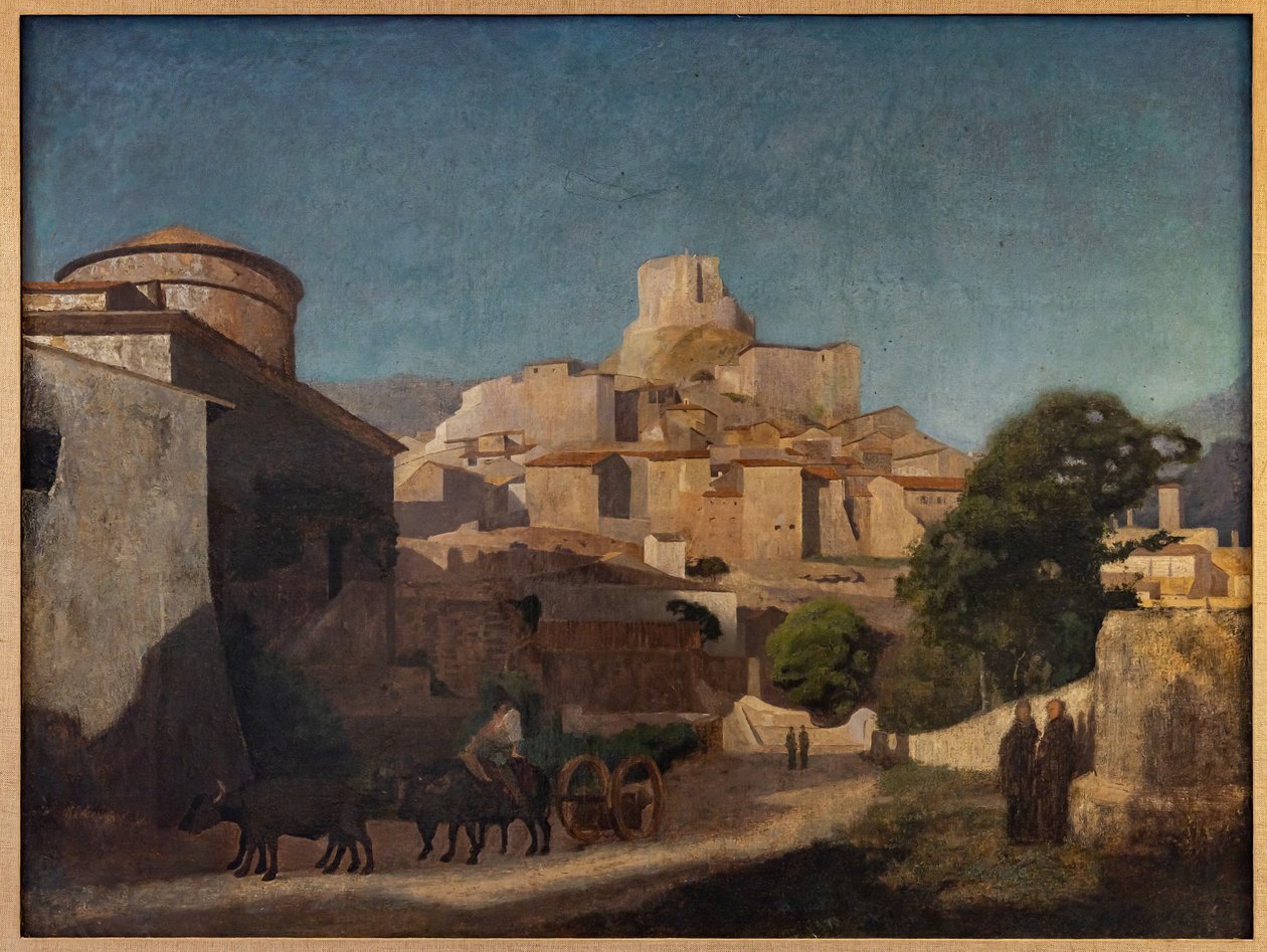 Falu Lazióban (olaj, vászon) alkotó: Jean Baptiste Camille (attr.to) Corot