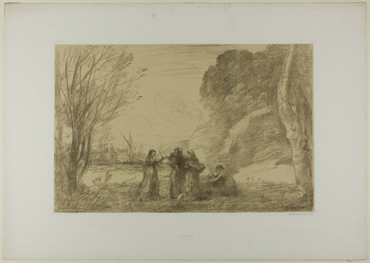 Egy család a Terracinában alkotó: Jean Baptiste Camille Corot