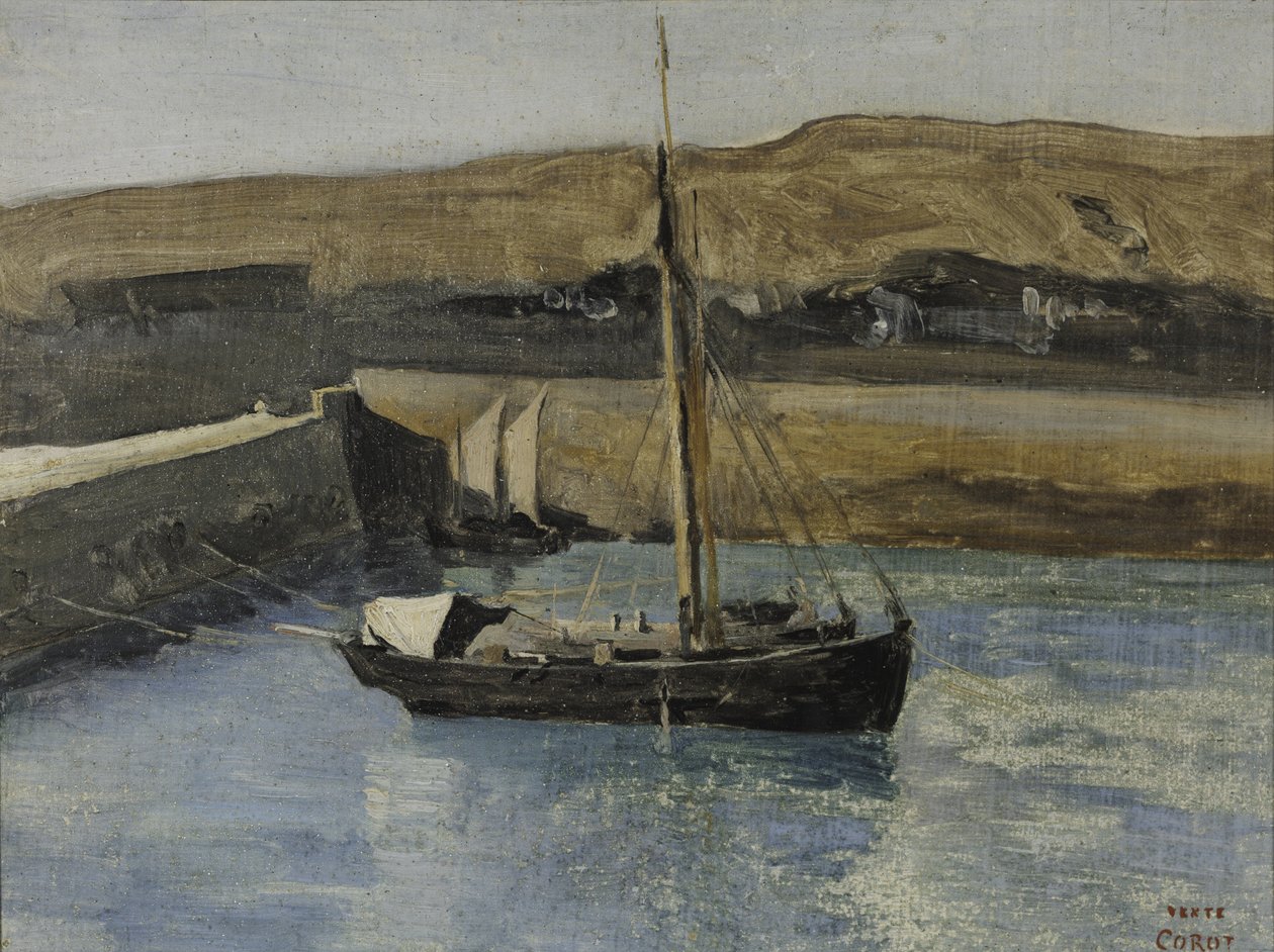Egy halászhajó, Honfleur, 1830 körül (olaj, papír) alkotó: Jean Baptiste Camille Corot
