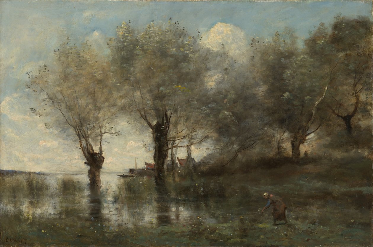 Egy tó Picardiában, kb. 1867. alkotó: Jean Baptiste Camille Corot