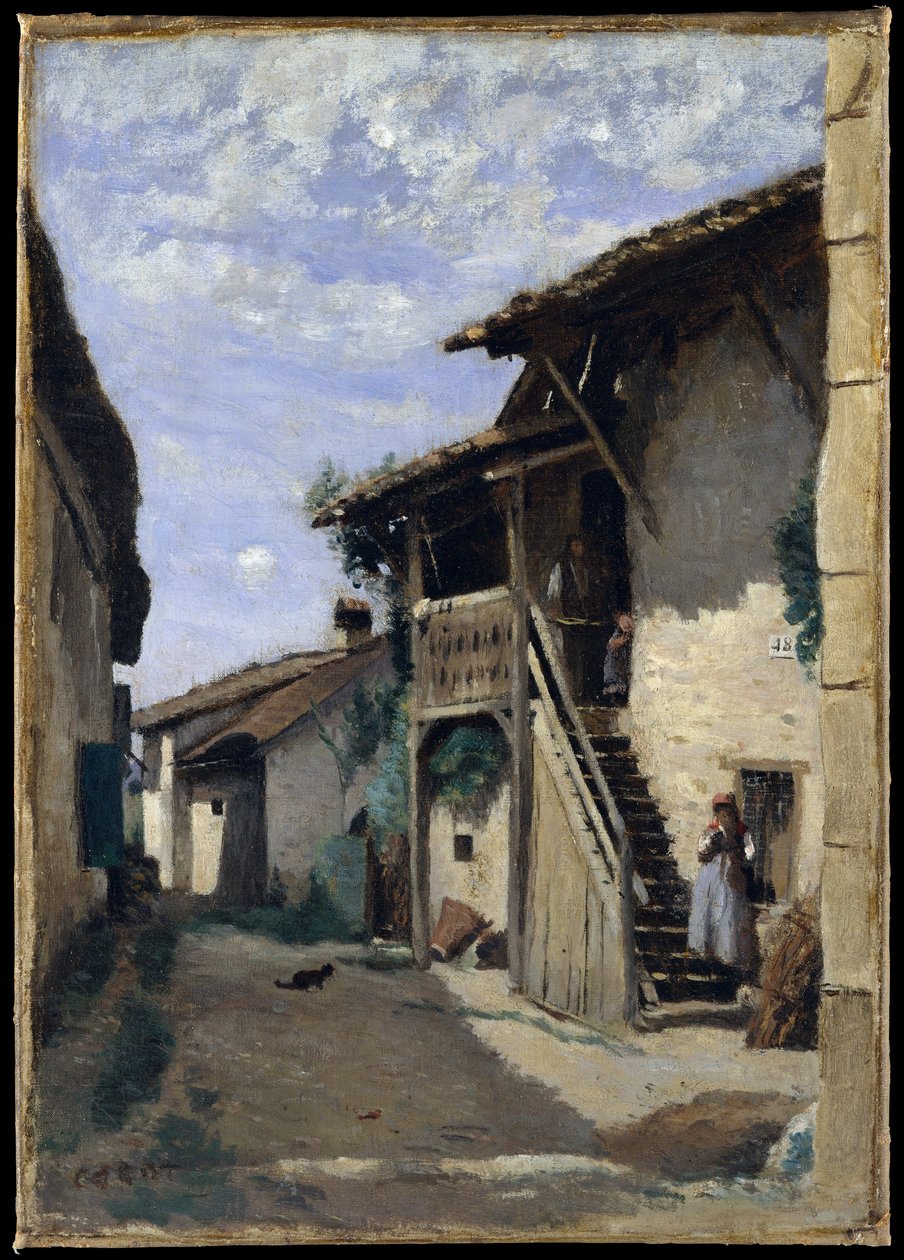 Egy falu utca, Dardagny alkotó: Jean Baptiste Camille Corot