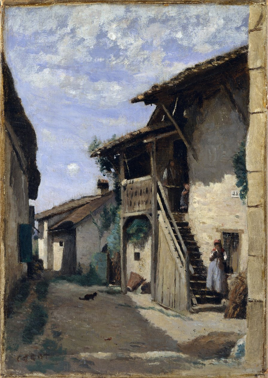 Egy falu utca: Dardagny, 1852, 1857 vagy 1863. alkotó: Jean Baptiste Camille Corot