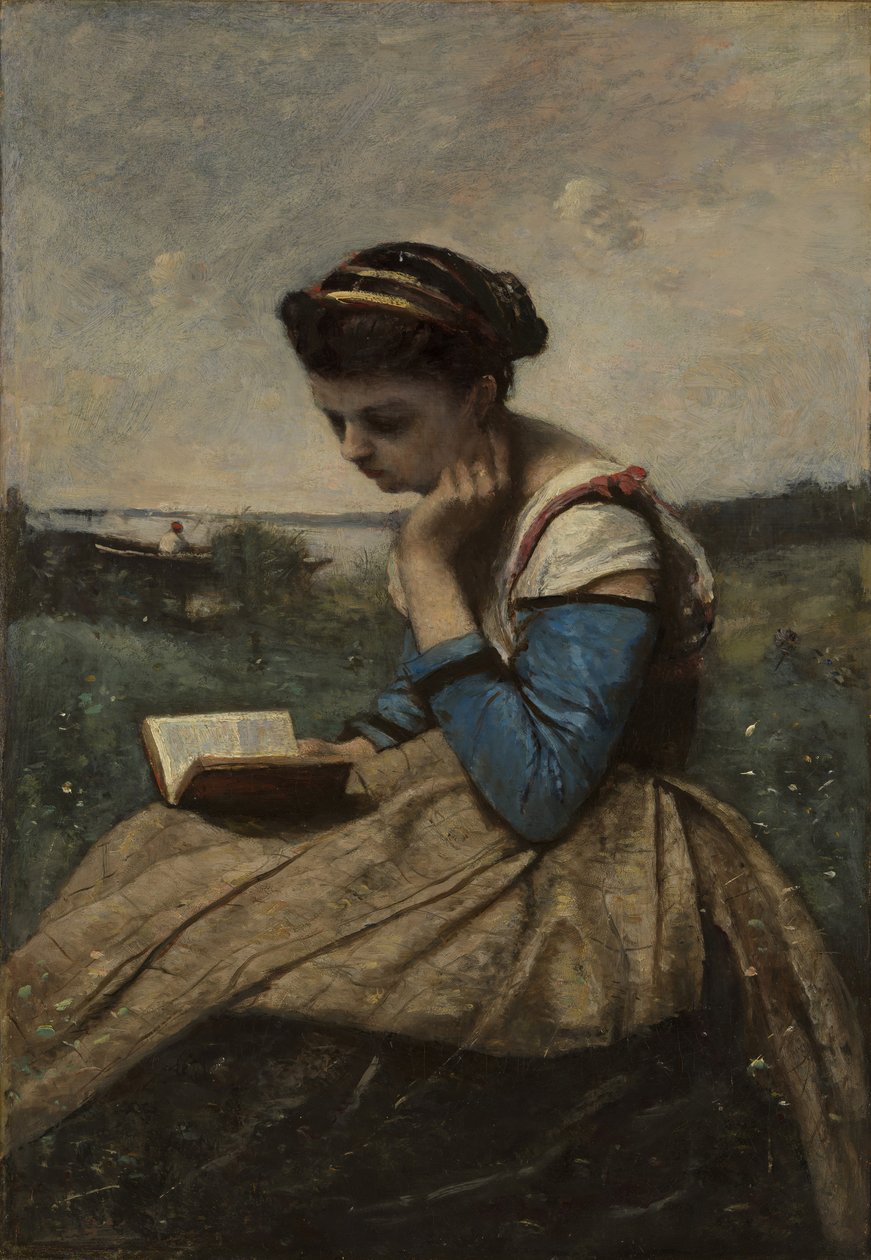 Olvasó nő, 1869 és 1870. alkotó: Jean Baptiste Camille Corot