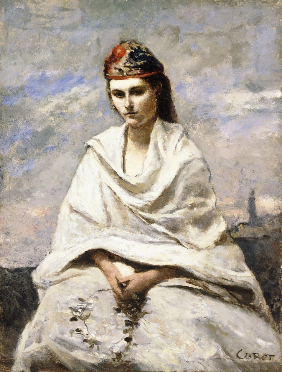 Egy fiatal görög fehér kendővel, 1868-70 körül alkotó: Jean Baptiste Camille Corot