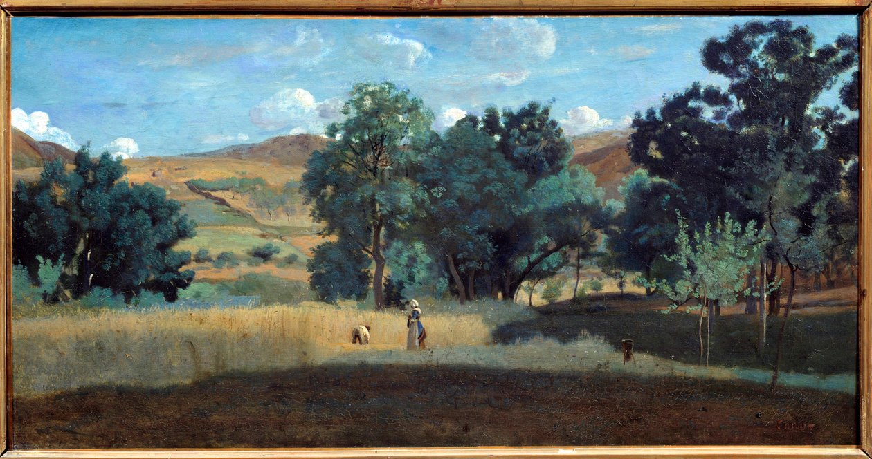 Búzamező a Morvanban 1842-ben Camille Corot (1796-1875) festménye 1842 V. 0,38x0,75 m Lyon, Musee des Beaux Arts alkotó: Jean Baptiste Camille Corot