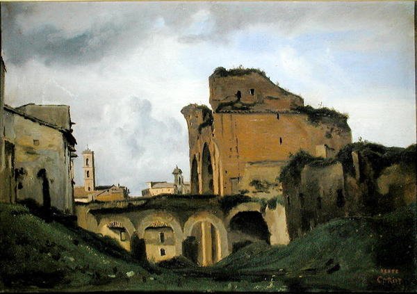 Konstantin-bazilika, 1826-27 körül (olaj, vászon) alkotó: Jean Baptiste Camille Corot