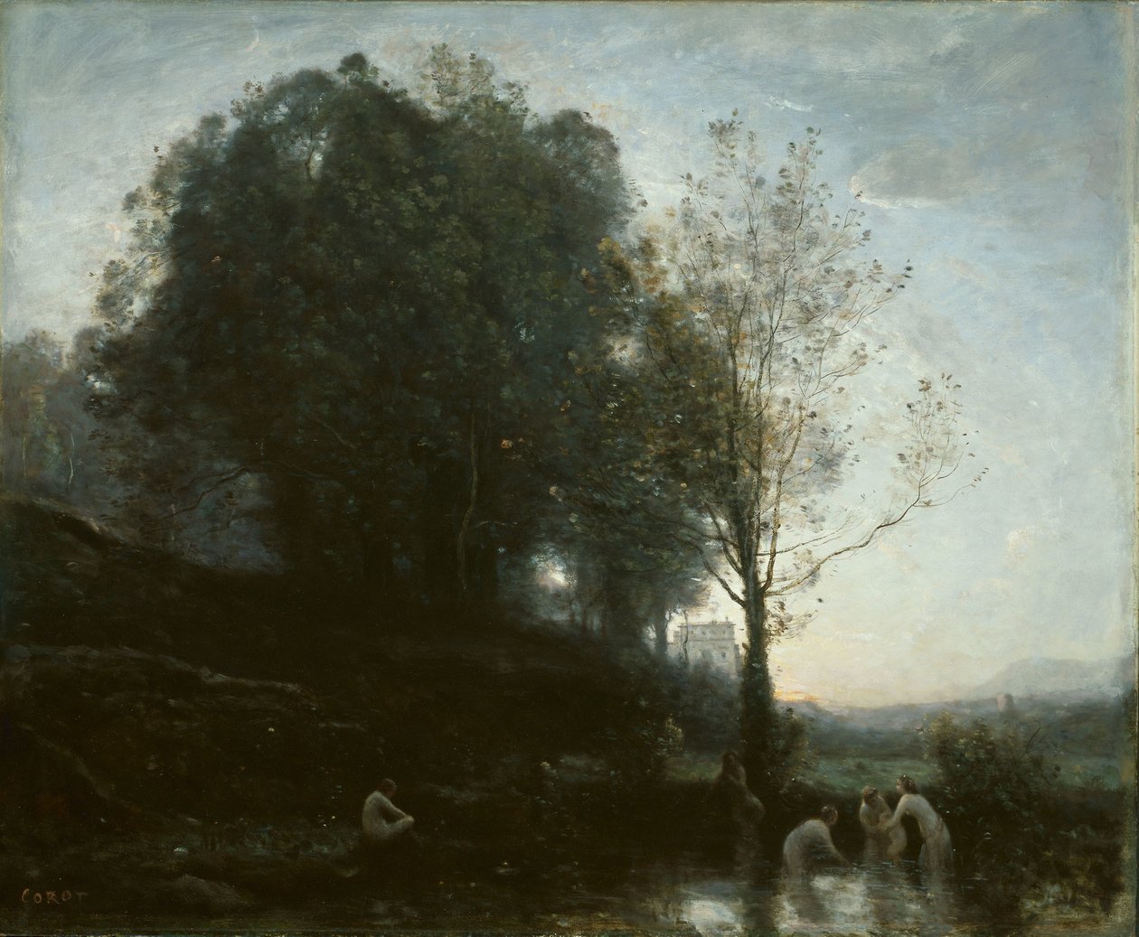 Fürdőnimfák és gyermek alkotó: Jean Baptiste Camille Corot