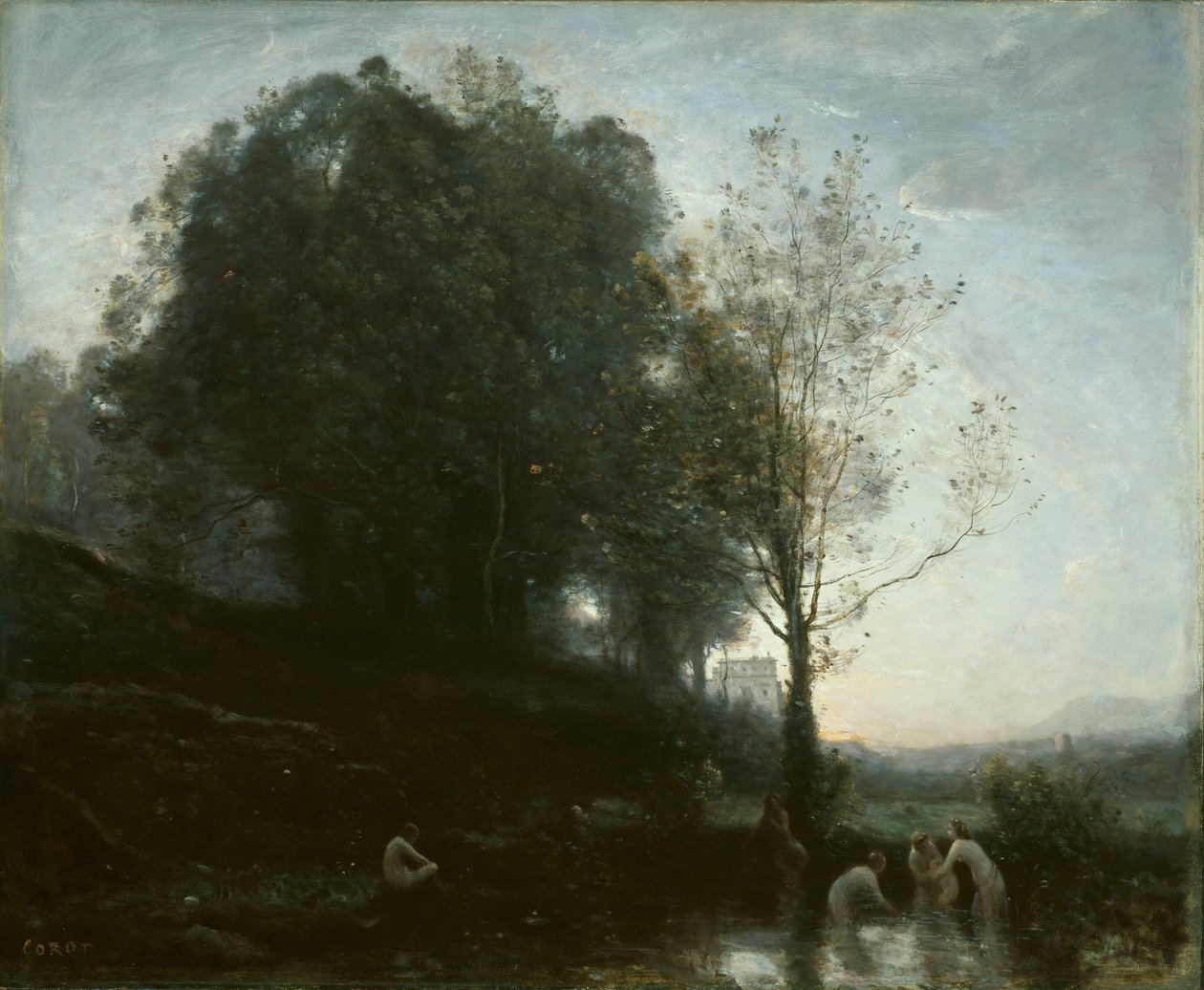 Fürdőnimfák és gyermek, 185560. alkotó: Jean Baptiste Camille Corot