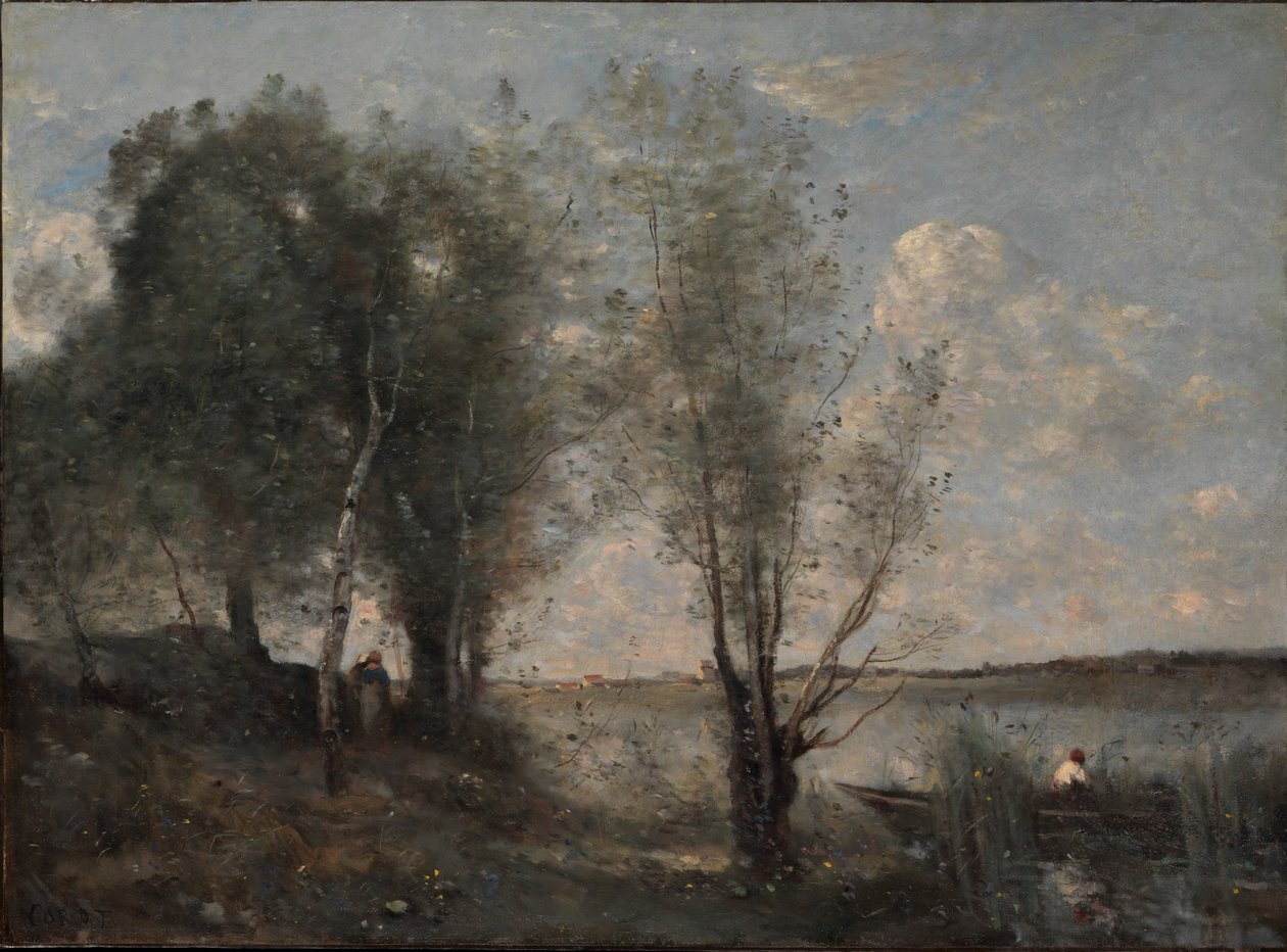Csónakos a nádasok között, 1865 körül alkotó: Jean Baptiste Camille Corot