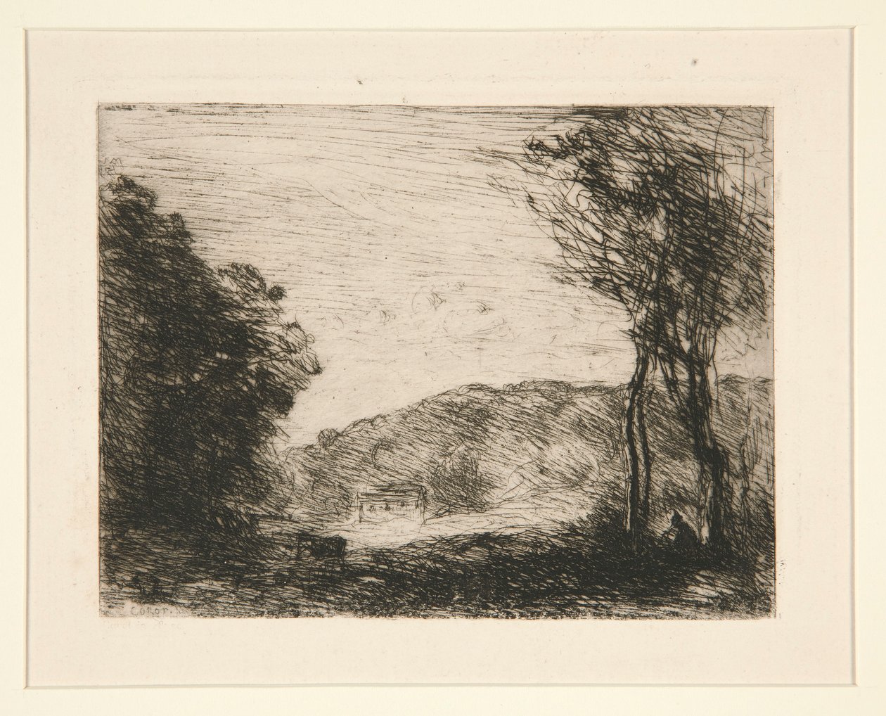 Campagne Bois?e (fás vidék) alkotó: Jean Baptiste Camille Corot