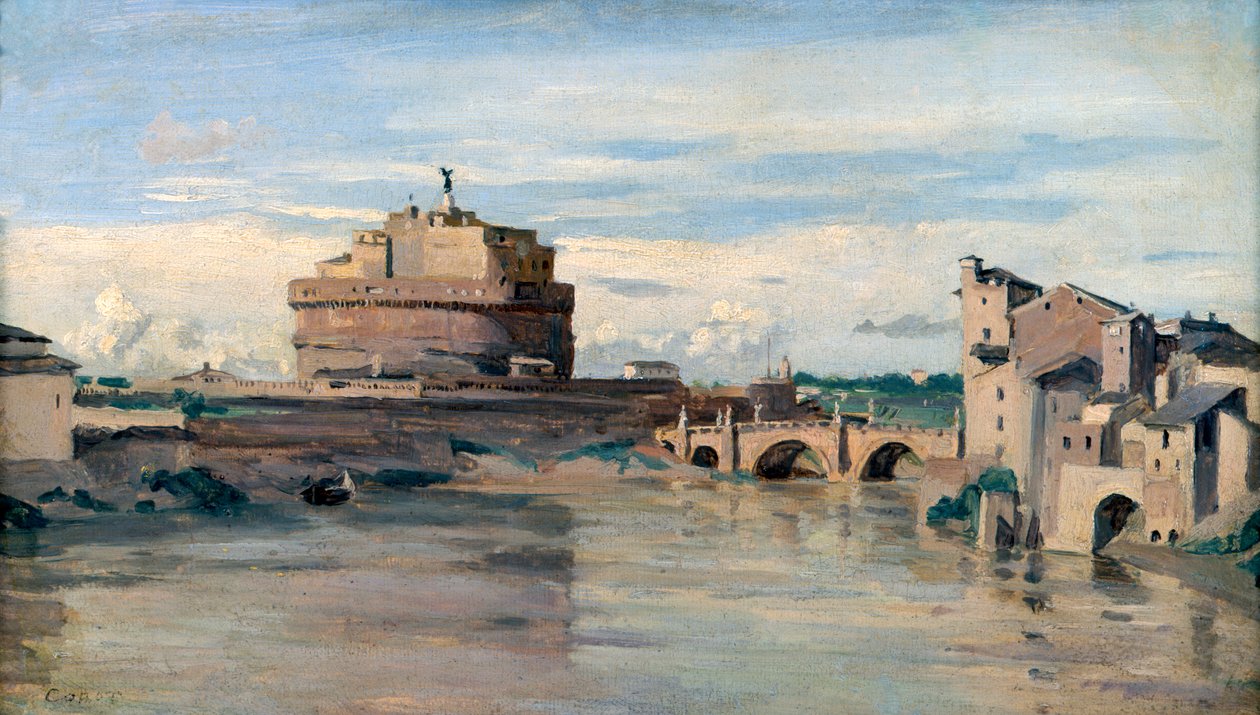 Castel Sant Angelo és a Tiberis folyó, Róma, 1816-1875 alkotó: Jean Baptiste Camille Corot