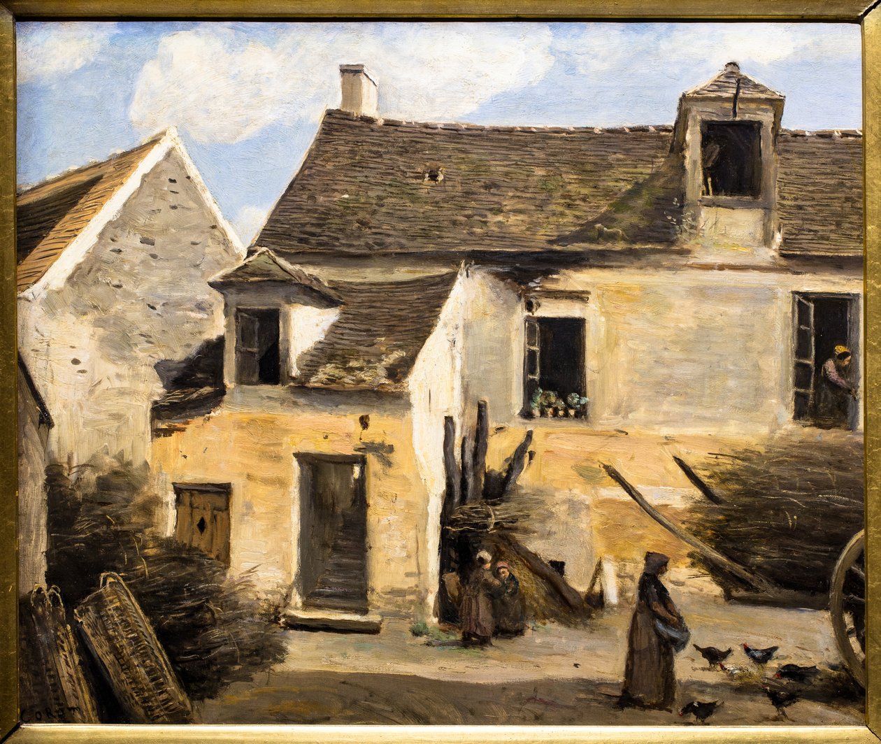 Egy ház udvara Párizs közelében alkotó: Jean Baptiste Camille Corot