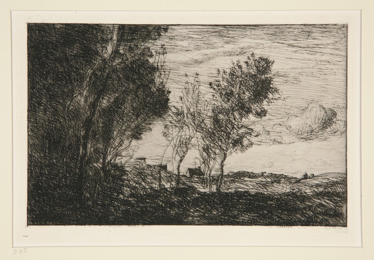Dans les Dunes: Souvenir du bois de la Haye (A dűnékben: A hágai erdő emléke) alkotó: Jean Baptiste Camille Corot