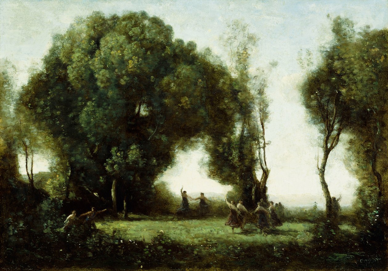 A nimfák tánca, alkotó: Jean Baptiste Camille Corot