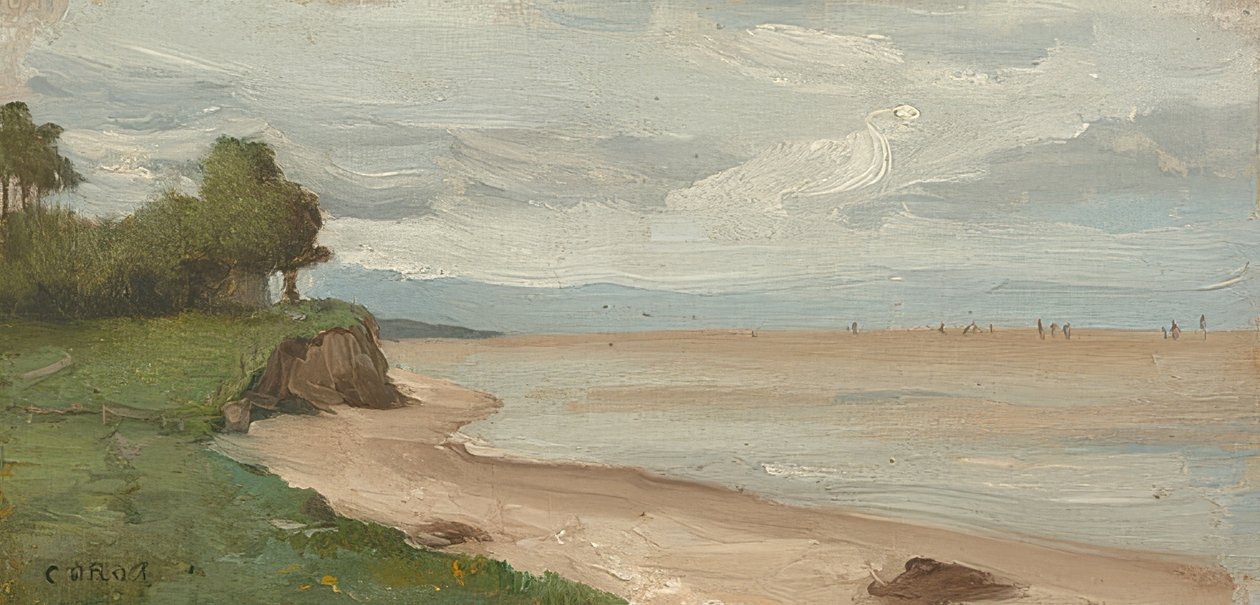 Etretat strandja. 1872 körül alkotó: Jean Baptiste Camille Corot