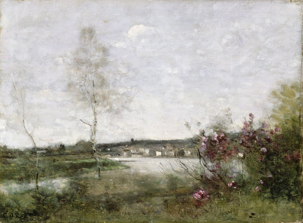 Corbeil távoli látképe, reggel, 1870 körül (olaj, vászon) alkotó: Jean Baptiste Camille Corot