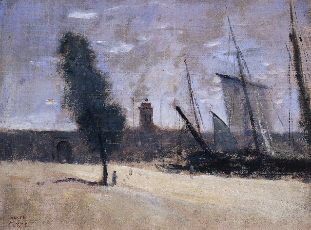 Dunkerque, a sáncok és a kikötő bejárata alkotó: Jean Baptiste Camille Corot