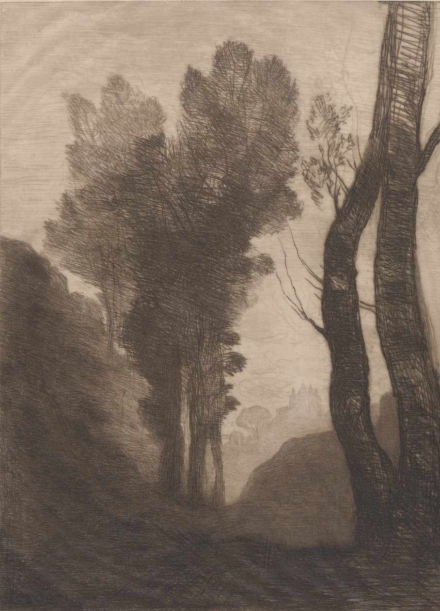 Róma környéke, 1866. alkotó: Jean Baptiste Camille Corot