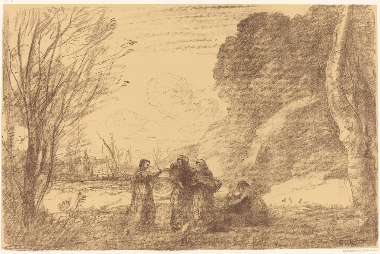 Család Terracinában Egy család Terracinában, 1871. alkotó: Jean Baptiste Camille Corot