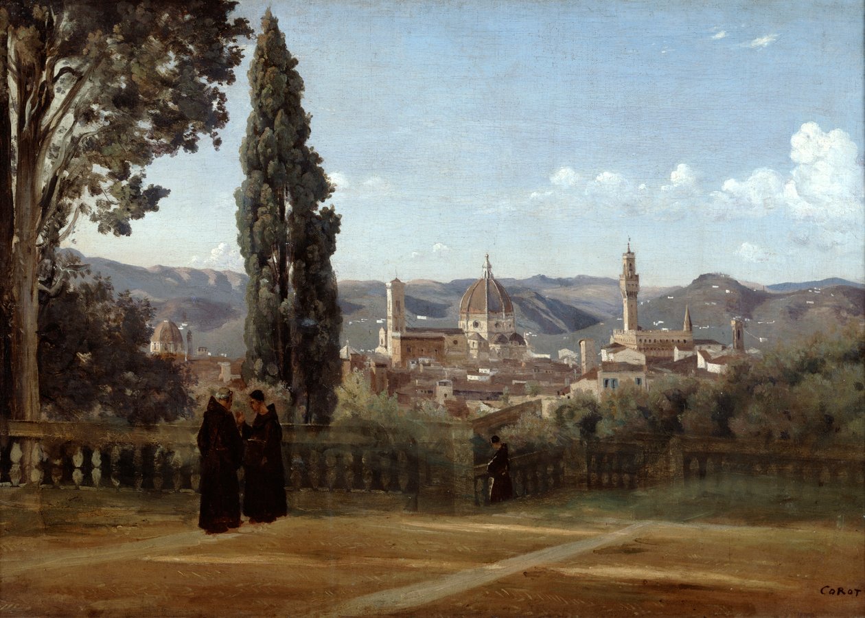 Firenze, Kilátás a Boboli-kertből, 1835-1840 alkotó: Jean Baptiste Camille Corot