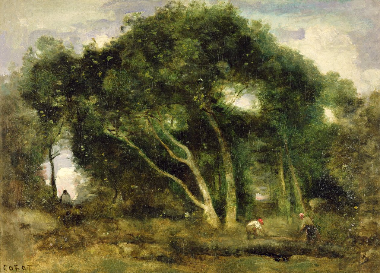 Fontainebleau: Hajló tölgyek egy erdő tisztáson, 1830-40 körül (olaj, vászon) alkotó: Jean Baptiste Camille Corot
