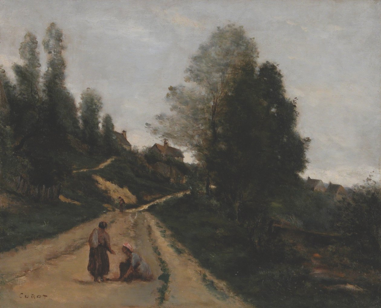 Francia: Gouvieux, près Chantilly. Felfelé vezető út alkotó: Jean Baptiste Camille Corot