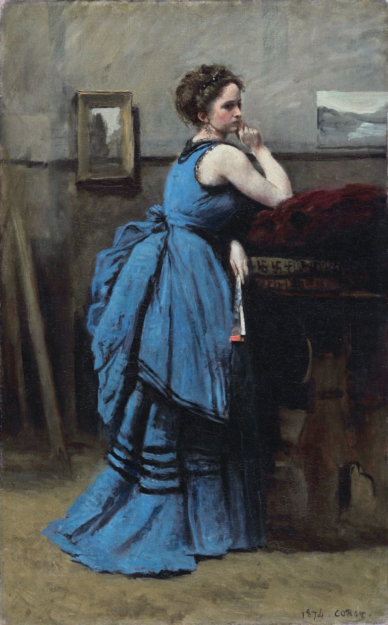 Franciául:  La dame en bleu Lady in Blue alkotó: Jean Baptiste Camille Corot