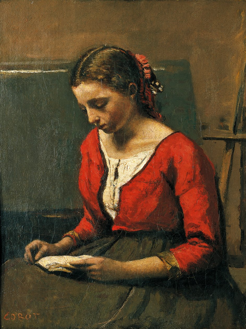 Olvasó lány, Jean-Baptiste-Camille Corot (1796-1875) alkotó: Jean Baptiste Camille Corot