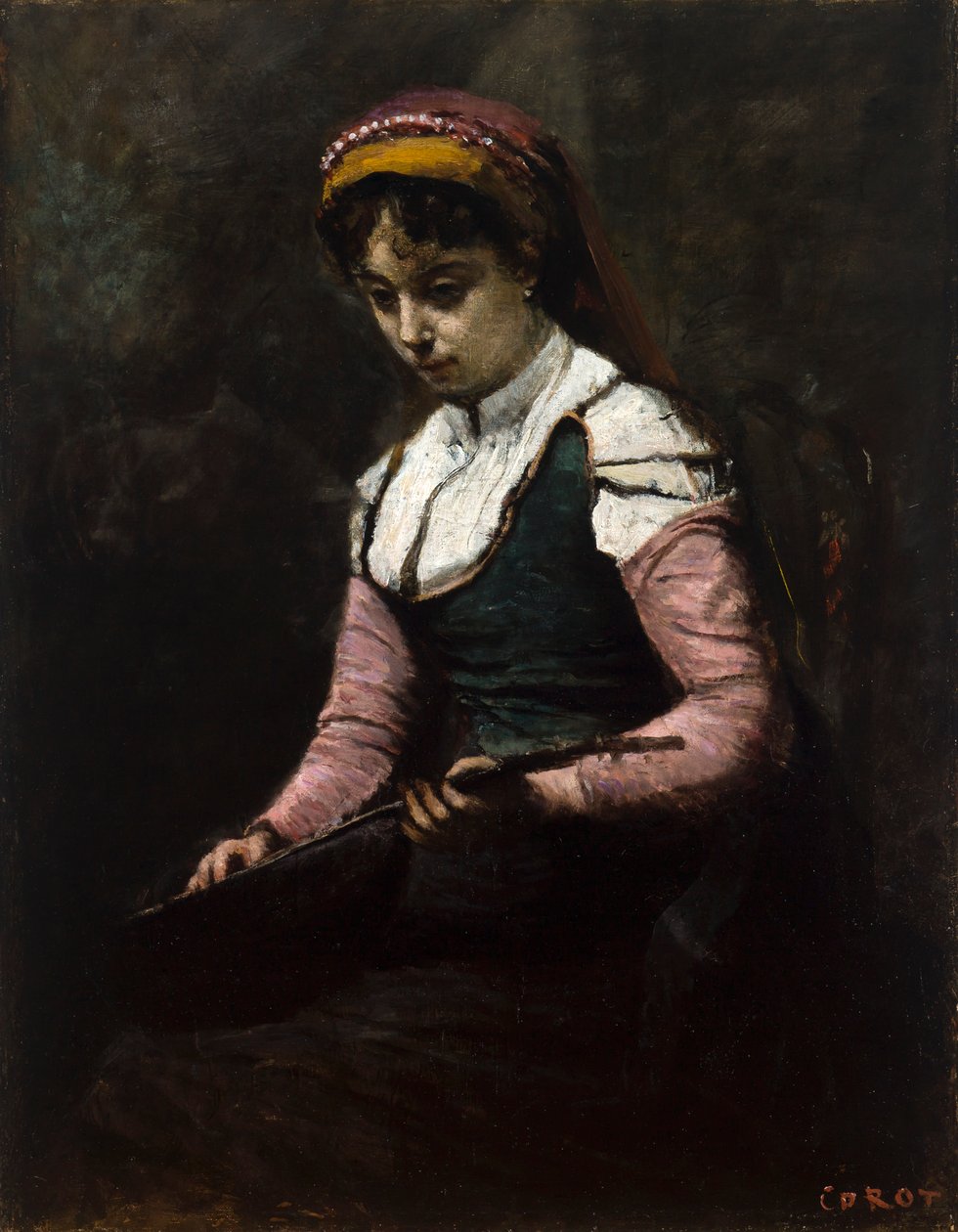 Lány mandolinnal alkotó: Jean Baptiste Camille Corot