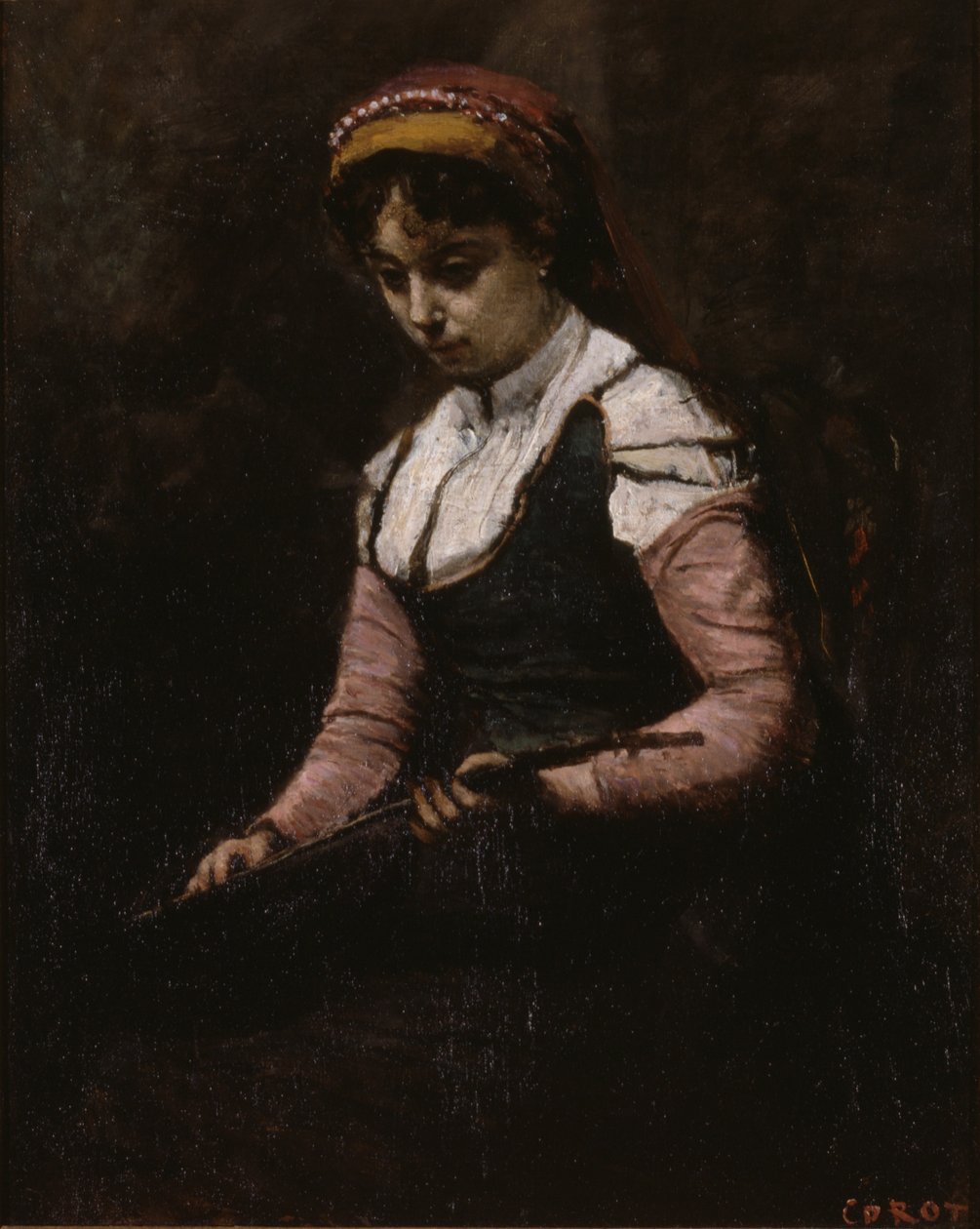 Mandolinos lány alkotó: Jean Baptiste Camille Corot