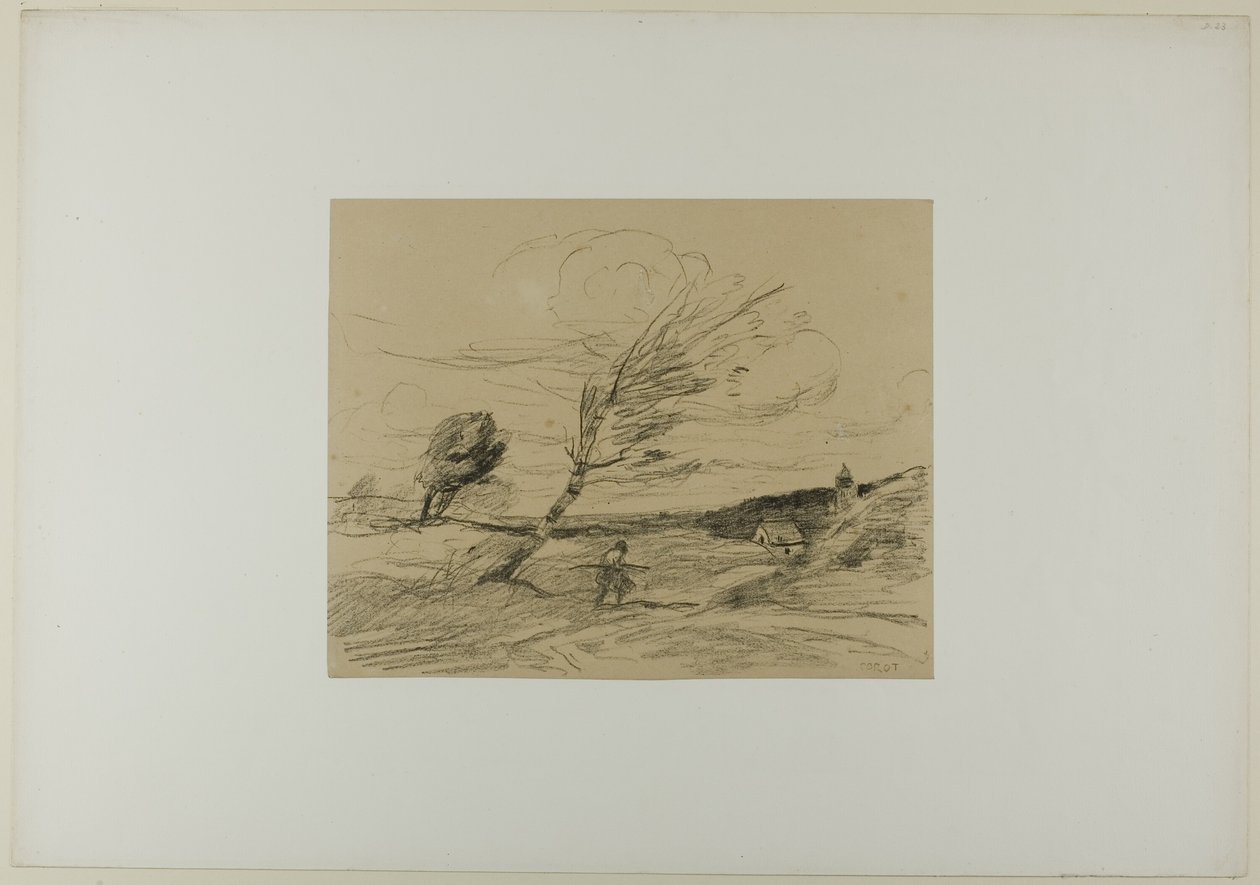 Széllökés alkotó: Jean Baptiste Camille Corot