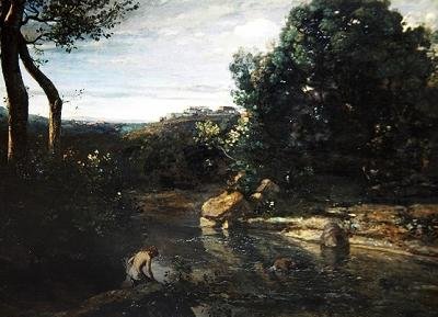 Olaszország vagy olasz táj benyomása alkotó: Jean Baptiste Camille Corot