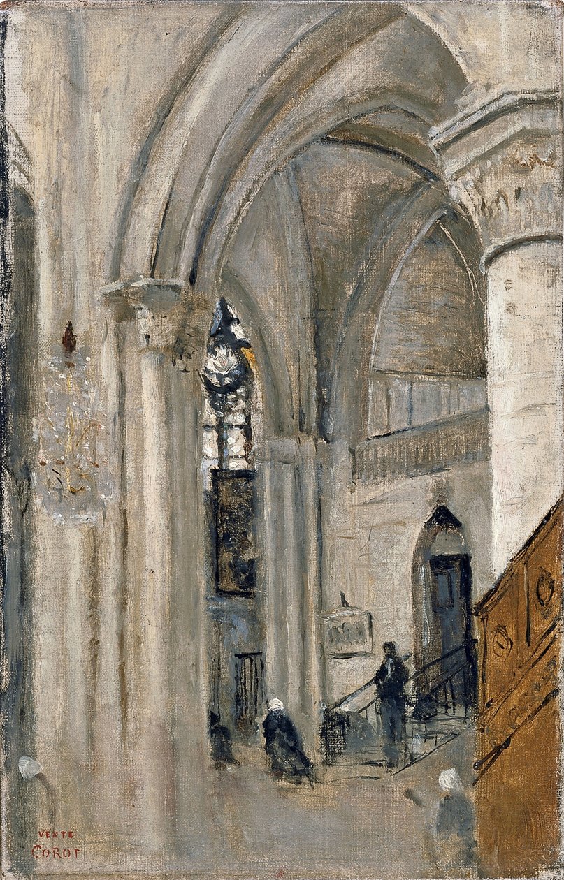 A mantes-i templom belseje alkotó: Jean Baptiste Camille Corot